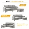 Sectional Sofa with Handy Side Pocket; Living Room L-Shape 3-Seater Couch with Movable Ottoman for Small Space