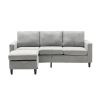 Sectional Sofa with Handy Side Pocket; Living Room L-Shape 3-Seater Couch with Movable Ottoman for Small Space