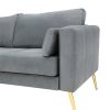 Sectional Sofa with Two Pillows; L-Shape Upholstered Couch with Modern Elegant Velvet for Living Room Apartment