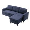 Sectional Sofa with Handy Side Pocket; Living Room L-Shape 3-Seater Couch with Movable Ottoman for Small Space