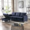 Sectional Sofa with Handy Side Pocket; Living Room L-Shape 3-Seater Couch with Movable Ottoman for Small Space