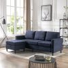 Sectional Sofa with Handy Side Pocket; Living Room L-Shape 3-Seater Couch with Movable Ottoman for Small Space