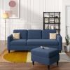 Reversible Sectional Sofa with Handy Side Pocket; Living Room L-Shape 3-Seater Couch with Modern Linen Fabric for Small Space