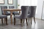 TOPMAX Victorian Dining Chair Button Tufted Armless Chair Upholstered Accent Chair; Nailhead Trim; Chair Ring Pull Set of 2 (Grey)