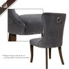 TOPMAX Victorian Dining Chair Button Tufted Armless Chair Upholstered Accent Chair; Nailhead Trim; Chair Ring Pull Set of 2 (Grey)