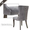 TOPMAX Victorian Dining Chair Button Tufted Armless Chair Upholstered Accent Chair; Nailhead Trim; Chair Ring Pull Set of 2 (Grey)