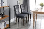 TOPMAX Victorian Dining Chair Button Tufted Armless Chair Upholstered Accent Chair; Nailhead Trim; Chair Ring Pull Set of 2 (Grey)