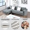 Sectional Sofa with Two Pillows; L-Shape Upholstered Couch with Modern Elegant Velvet for Living Room Apartment