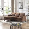 Sectional Sofa with Handy Side Pocket; Living Room L-Shape 3-Seater Couch with Movable Ottoman for Small Space