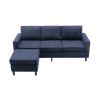 Sectional Sofa with Handy Side Pocket; Living Room L-Shape 3-Seater Couch with Movable Ottoman for Small Space