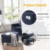 Sectional Sofa with Handy Side Pocket; Living Room L-Shape 3-Seater Couch with Movable Ottoman for Small Space