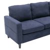 Sectional Sofa with Handy Side Pocket; Living Room L-Shape 3-Seater Couch with Movable Ottoman for Small Space