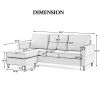 Reversible Sectional Sofa with Handy Side Pocket,Living Room L-Shape 3-Seater Couch with Modern Linen Fabric for Small Space