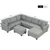 121&quot; Oversized Sectional Sofa with Storage Ottoman; U Shaped Sectional Couch with 2 Throw Pillows for Large Space Dorm Apartment.