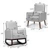 2-in-1 Fabric Upholstered Rocking Chair with Waist Pillow