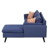84.65" Modern Upholstered L-Shape Sofa Couch with Chaise and 2 Pillows; 3-Seater Couch with rubber wood legs for Living Room; Apartment; Small Space