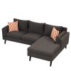 84.65" Modern Upholstered L-Shape Sofa Couch with Chaise and 2 Pillows; 3-Seater Couch with rubber wood legs for Living Room; Apartment; Small Space