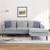 84.65" Modern Upholstered L-Shape Sofa Couch with Chaise and 2 Pillows; 3-Seater Couch with rubber wood legs for Living Room; Apartment; Small Space