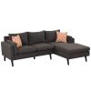 84.65" Modern Upholstered L-Shape Sofa Couch with Chaise and 2 Pillows; 3-Seater Couch with rubber wood legs for Living Room; Apartment; Small Space