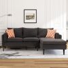 84.65" Modern Upholstered L-Shape Sofa Couch with Chaise and 2 Pillows; 3-Seater Couch with rubber wood legs for Living Room; Apartment; Small Space