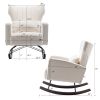 Velvet Nursery Rocking Chair; Accent Rocking Chair with with Solid Metal Legs; Upholstered Comfy Glider Rocker for Reading; Bedroom and Living Room