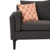 84.65" Modern Upholstered L-Shape Sofa Couch with Chaise and 2 Pillows; 3-Seater Couch with rubber wood legs for Living Room; Apartment; Small Space
