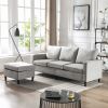 Sectional Sofa with Handy Side Pocket; Living Room L-Shape 3-Seater Couch with Movable Ottoman for Small Space