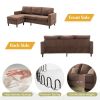 Sectional Sofa with Handy Side Pocket; Living Room L-Shape 3-Seater Couch with Movable Ottoman for Small Space
