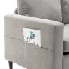 Sectional Sofa with Handy Side Pocket; Living Room L-Shape 3-Seater Couch with Movable Ottoman for Small Space