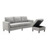 Sectional Sofa with Handy Side Pocket; Living Room L-Shape 3-Seater Couch with Movable Ottoman for Small Space