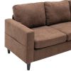 Sectional Sofa with Handy Side Pocket; Living Room L-Shape 3-Seater Couch with Movable Ottoman for Small Space