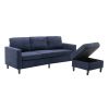 Sectional Sofa with Handy Side Pocket; Living Room L-Shape 3-Seater Couch with Movable Ottoman for Small Space