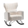 Velvet Nursery Rocking Chair; Accent Rocking Chair with with Solid Metal Legs; Upholstered Comfy Glider Rocker for Reading; Bedroom and Living Room