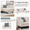 84.65" Modern Upholstered L-Shape Sofa Couch with Chaise and 2 Pillows; 3-Seater Couch with rubber wood legs for Living Room; Apartment; Small Space
