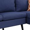 84.65" Modern Upholstered L-Shape Sofa Couch with Chaise and 2 Pillows; 3-Seater Couch with rubber wood legs for Living Room; Apartment; Small Space