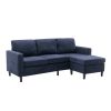 Sectional Sofa with Handy Side Pocket; Living Room L-Shape 3-Seater Couch with Movable Ottoman for Small Space