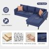 84.65" Modern Upholstered L-Shape Sofa Couch with Chaise and 2 Pillows; 3-Seater Couch with rubber wood legs for Living Room; Apartment; Small Space