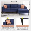 84.65" Modern Upholstered L-Shape Sofa Couch with Chaise and 2 Pillows; 3-Seater Couch with rubber wood legs for Living Room; Apartment; Small Space