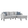 84.65" Modern Upholstered L-Shape Sofa Couch with Chaise and 2 Pillows; 3-Seater Couch with rubber wood legs for Living Room; Apartment; Small Space