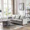 Sectional Sofa with Handy Side Pocket; Living Room L-Shape 3-Seater Couch with Movable Ottoman for Small Space