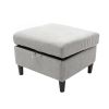Sectional Sofa with Handy Side Pocket; Living Room L-Shape 3-Seater Couch with Movable Ottoman for Small Space