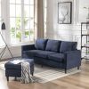 Sectional Sofa with Handy Side Pocket; Living Room L-Shape 3-Seater Couch with Movable Ottoman for Small Space