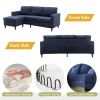 Sectional Sofa with Handy Side Pocket; Living Room L-Shape 3-Seater Couch with Movable Ottoman for Small Space