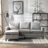 Sectional Sofa with Handy Side Pocket; Living Room L-Shape 3-Seater Couch with Movable Ottoman for Small Space