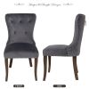TOPMAX Victorian Dining Chair Button Tufted Armless Chair Upholstered Accent Chair; Nailhead Trim; Chair Ring Pull Set of 2 (Grey)