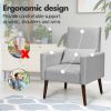 2-in-1 Fabric Upholstered Rocking Chair with Waist Pillow