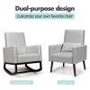 2-in-1 Fabric Upholstered Rocking Chair with Waist Pillow