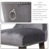 TOPMAX Victorian Dining Chair Button Tufted Armless Chair Upholstered Accent Chair; Nailhead Trim; Chair Ring Pull Set of 2 (Grey)