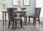 TOPMAX Victorian Dining Chair Button Tufted Armless Chair Upholstered Accent Chair; Nailhead Trim; Chair Ring Pull Set of 2 (Grey)