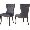 TOPMAX Victorian Dining Chair Button Tufted Armless Chair Upholstered Accent Chair; Nailhead Trim; Chair Ring Pull Set of 2 (Grey)